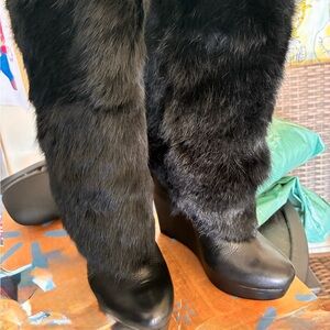 Dolce Vita Black Real Fur and Leather Women's Boots